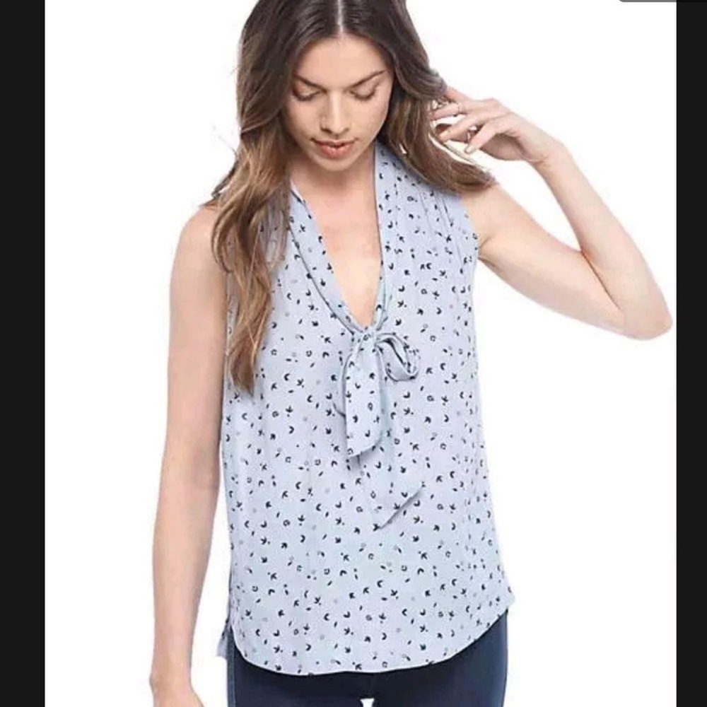 NWOT Free People Light Blue Patterned Top